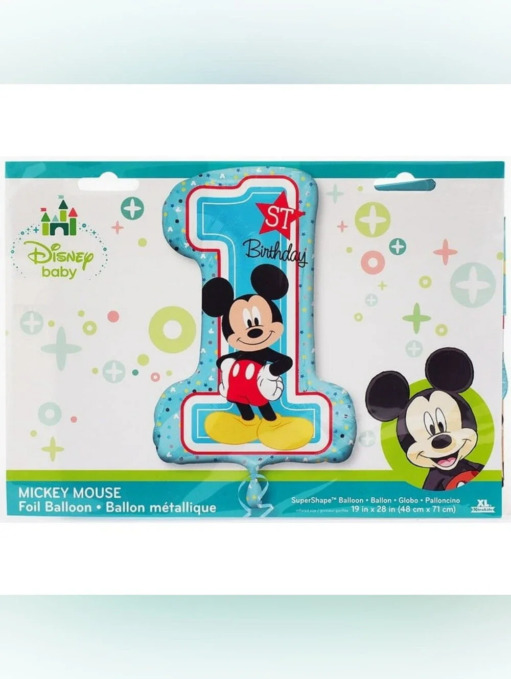 Mickey Mouse 1st Birthday Blue Number 1 Foil Balloon